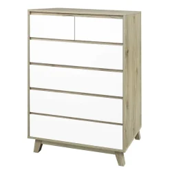 Wohnen Kommoden<80 cm breite Hochkommode im Skandi Design - Genyna