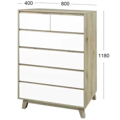 Wohnen Kommoden<80 cm breite Hochkommode im Skandi Design - Genyna