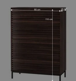 Wohnen Kommoden<80 cm breite Hochkommode in Walnuss Optik - Teleska
