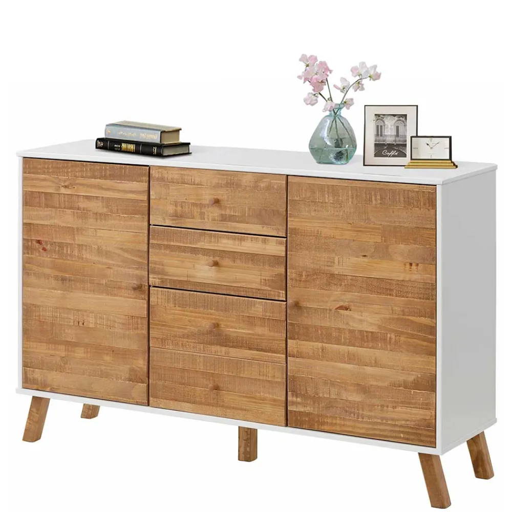 Wohnen Sideboards<130 cm breite Kommode im Skandi Design - Slogdan