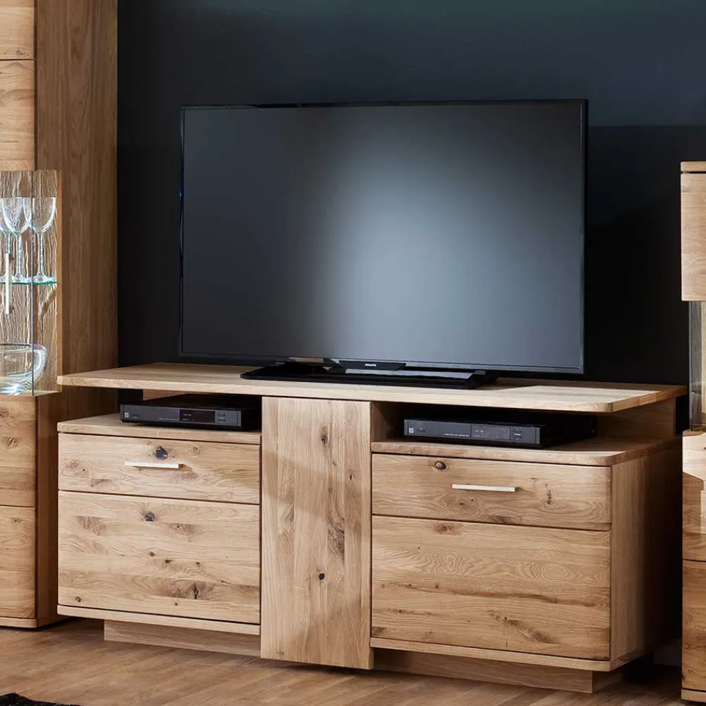 Wohnen Tv & Hifi-Möbel<150 cm breite TV Kommode in Eiche Bianco - Crokas
