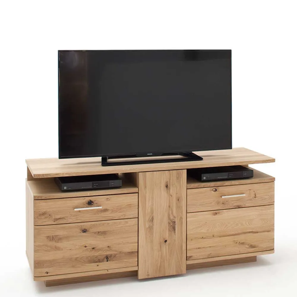 Wohnen Tv & Hifi-Möbel<150 cm breite TV Kommode in Eiche Bianco - Crokas