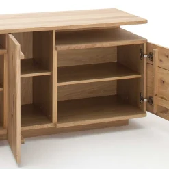 Wohnen Tv & Hifi-Möbel<150 cm breite TV Kommode in Eiche Bianco - Crokas