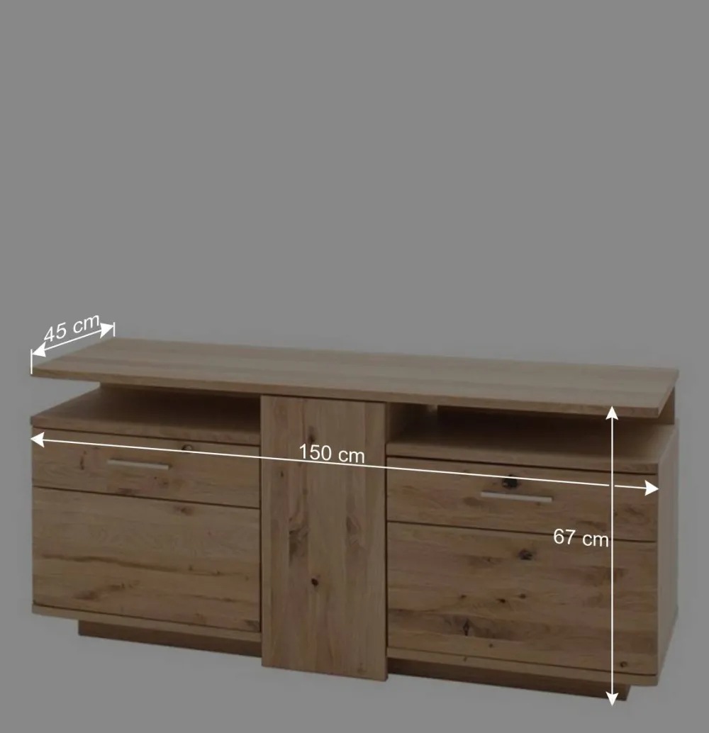 Wohnen Tv & Hifi-Möbel<150 cm breite TV Kommode in Eiche Bianco - Crokas