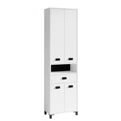 Wohnen Schränke<54 cm breiter Bad-Hochschrank in Weiß mit Schwarz - Envaton