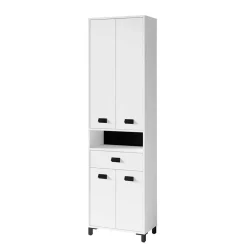 Wohnen Schränke<54 cm breiter Bad-Hochschrank in Weiß mit Schwarz - Envaton
