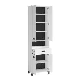 Wohnen Schränke<54 cm breiter Bad-Hochschrank in Weiß mit Schwarz - Envaton