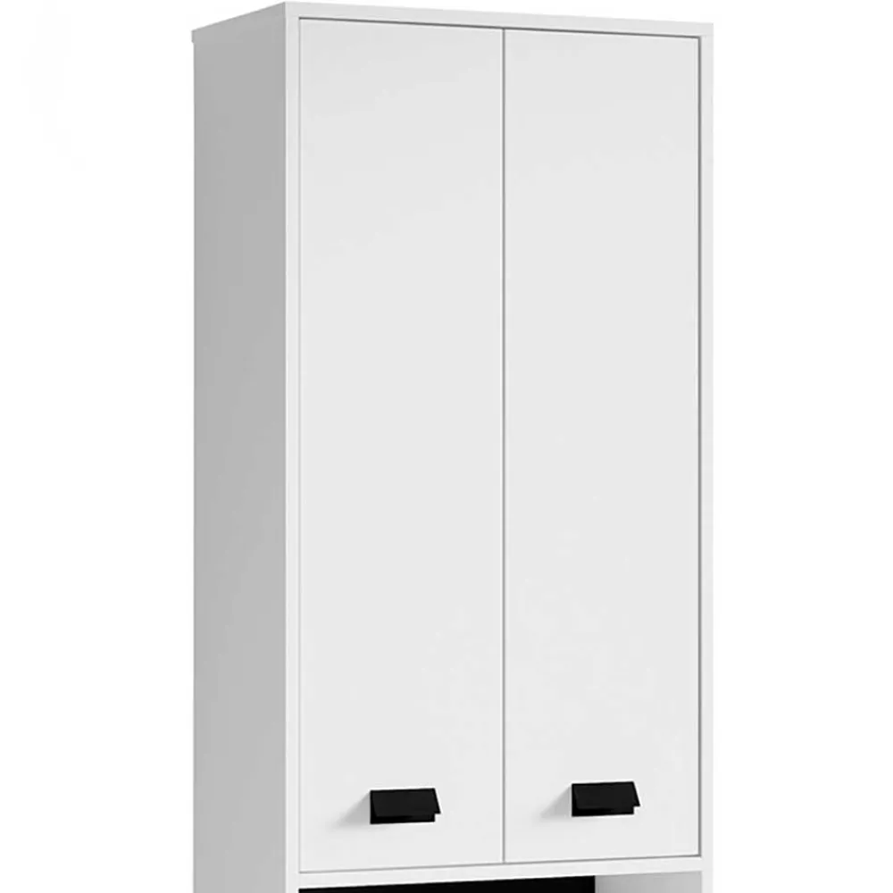 Wohnen Schränke<54 cm breiter Bad-Hochschrank in Weiß mit Schwarz - Envaton