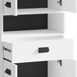 Wohnen Schränke<54 cm breiter Bad-Hochschrank in Weiß mit Schwarz - Envaton