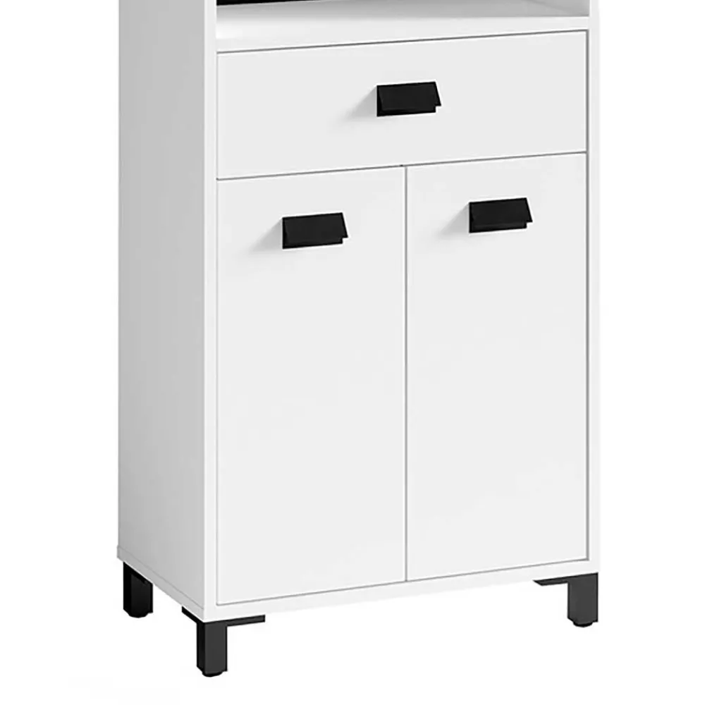 Wohnen Schränke<54 cm breiter Bad-Hochschrank in Weiß mit Schwarz - Envaton