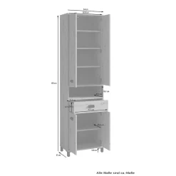Wohnen Schränke<54 cm breiter Bad-Hochschrank in Weiß mit Schwarz - Envaton