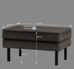 Wohnen Hocker<84 cm breiter Hocker mit Samt Taupe - Museo