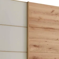 Wohnen Kleiderschränke|Schränke<300 cm breiter Schwebetürenschrank mit Glas Beige - Nikoba