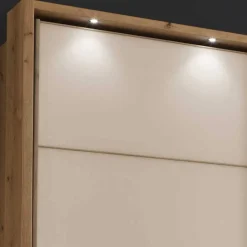 Wohnen Kleiderschränke|Schränke<300 cm breiter Schwebetürenschrank mit Glas Beige - Nikoba