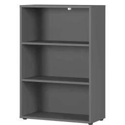 Wohnen Regale<80 cm breites 3 Fächer Aktenregal in dunklem Grau - Valcau