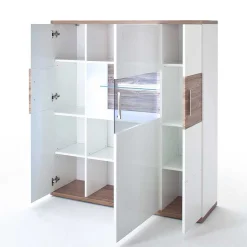 Wohnen Highboards<120 cm breites Highboard in Weiß Glanz - Icadro II