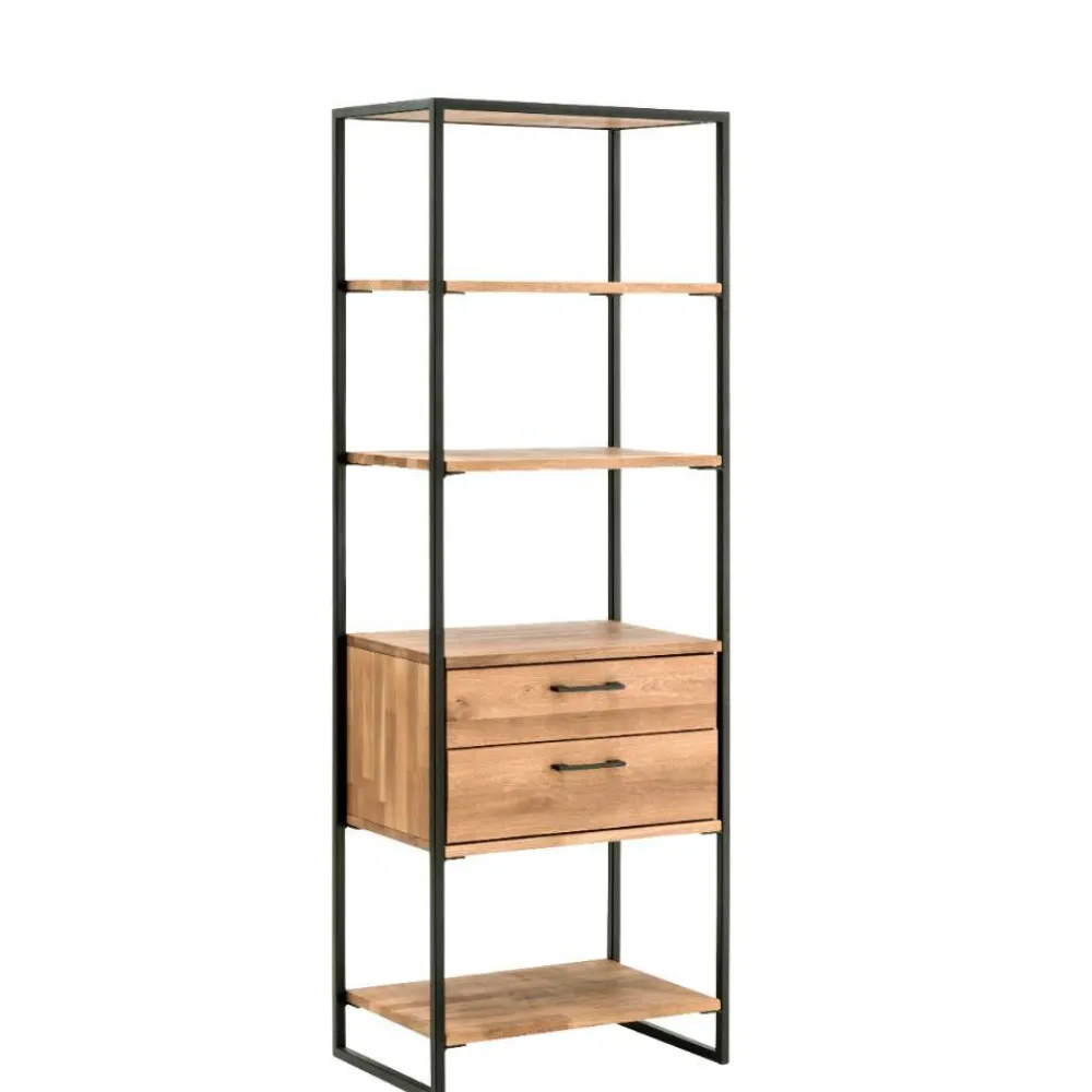 Wohnen Regale<60 cm breites Industrial-Regal aus Wildeichenholz - Ingbo