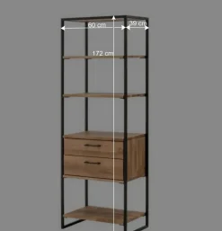 Wohnen Regale<60 cm breites Industrial-Regal aus Wildeichenholz - Ingbo