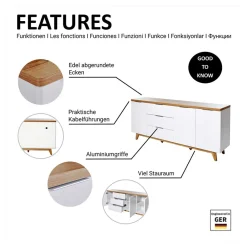 Wohnen Tv & Hifi-Möbel<180 cm breites Sideboard in Weiß - Xuana