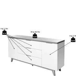 Wohnen Tv & Hifi-Möbel<180 cm breites Sideboard in Weiß - Xuana