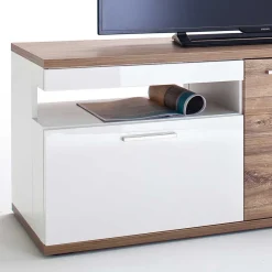Wohnen Tv & Hifi-Möbel|Lowboards<150 cm breites TV Board in Weiß Glanz - Icadro
