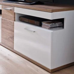 Wohnen Tv & Hifi-Möbel|Lowboards<150 cm breites TV Board in Weiß Glanz - Icadro