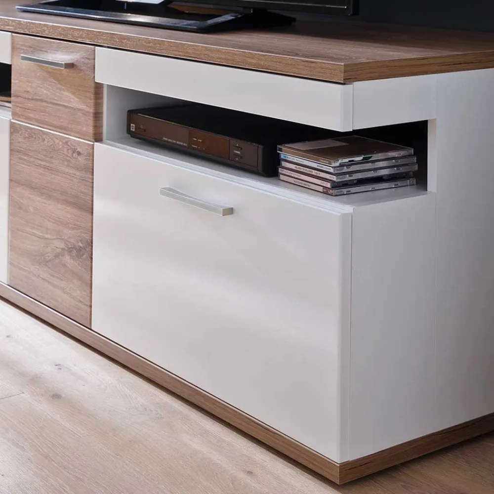 Wohnen Tv & Hifi-Möbel|Lowboards<150 cm breites TV Board in Weiß Glanz - Icadro