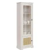 Wohnen Vitrinen<180 cm hohe Landhausvitrine in Weiß mit Beige - Isvair I