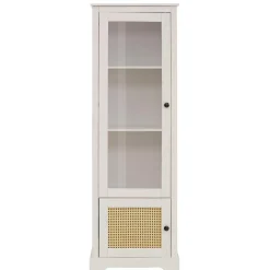 Wohnen Vitrinen<180 cm hohe Landhausvitrine in Weiß mit Beige - Isvair I