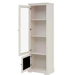 Wohnen Vitrinen<180 cm hohe Landhausvitrine in Weiß mit Beige - Isvair I