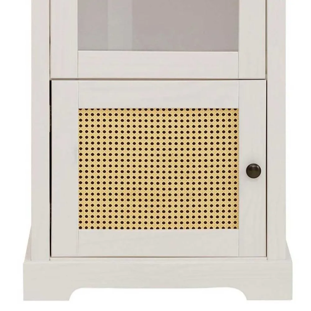 Wohnen Vitrinen<180 cm hohe Landhausvitrine in Weiß mit Beige - Isvair I
