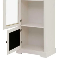 Wohnen Vitrinen<180 cm hohe Landhausvitrine in Weiß mit Beige - Isvair I