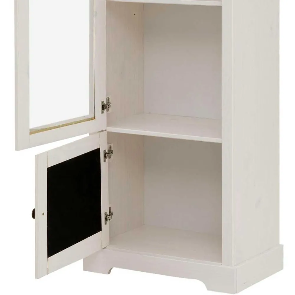 Wohnen Vitrinen<180 cm hohe Landhausvitrine in Weiß mit Beige - Isvair I