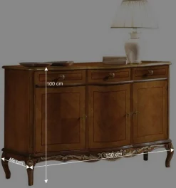 Wohnen Sideboards<100 cm hohes Sideboard in Nussbaum & Gold - Aciara