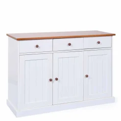 Wohnen Sideboards<130 cm Kiefer Sideboard in Weiß Braun - Vatina