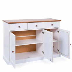 Wohnen Sideboards<130 cm Kiefer Sideboard in Weiß Braun - Vatina
