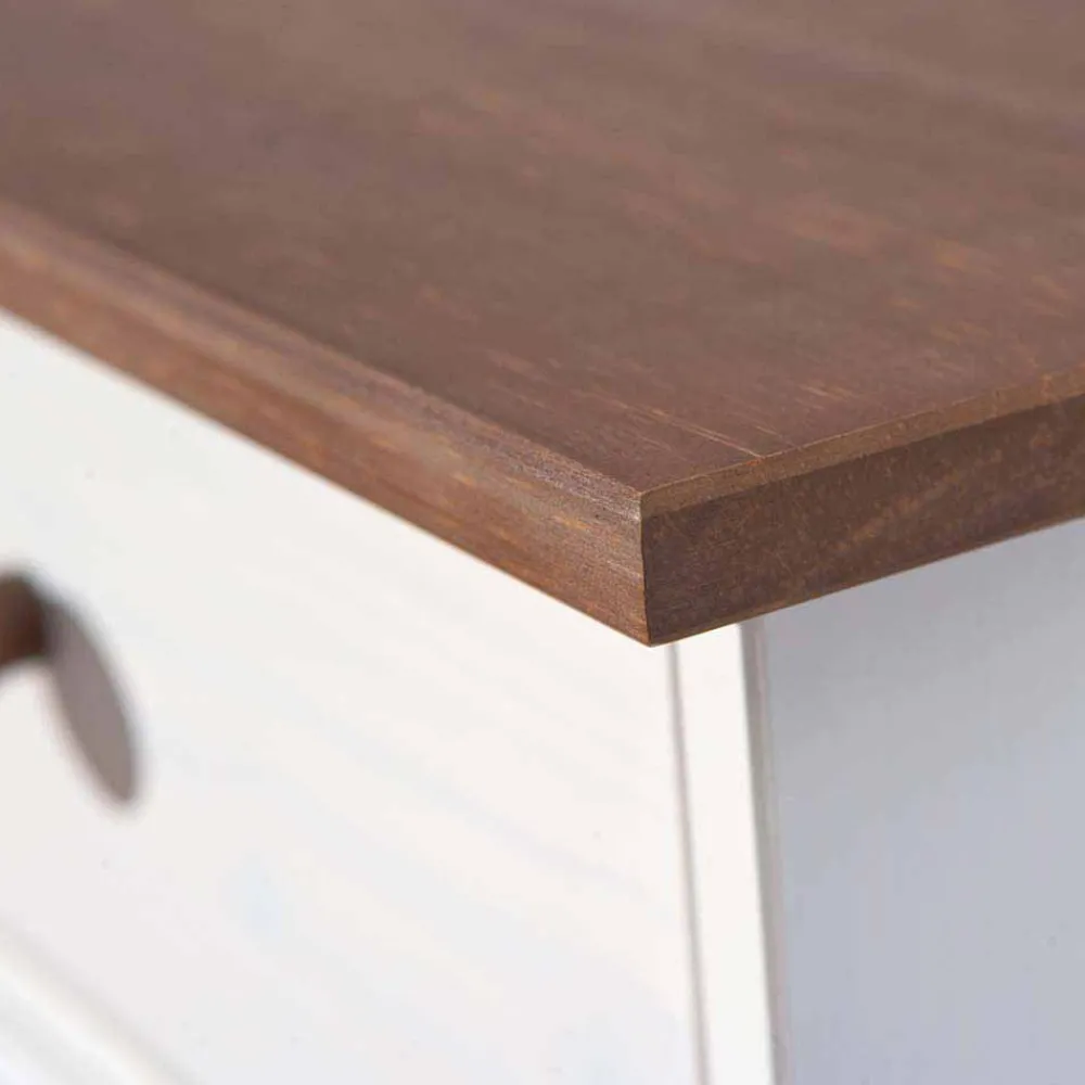Wohnen Sideboards<130 cm Kiefer Sideboard in Weiß Braun - Vatina