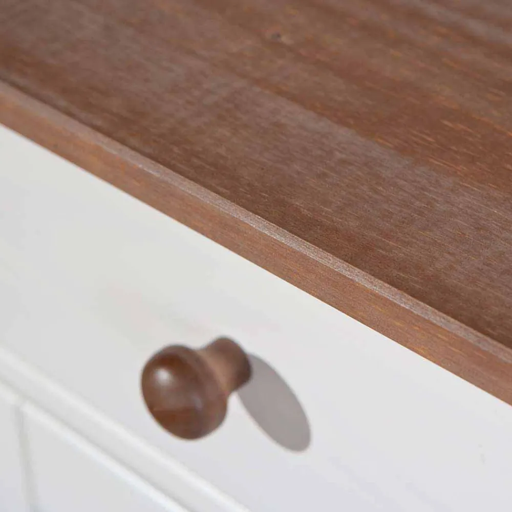 Wohnen Sideboards<130 cm Kiefer Sideboard in Weiß Braun - Vatina