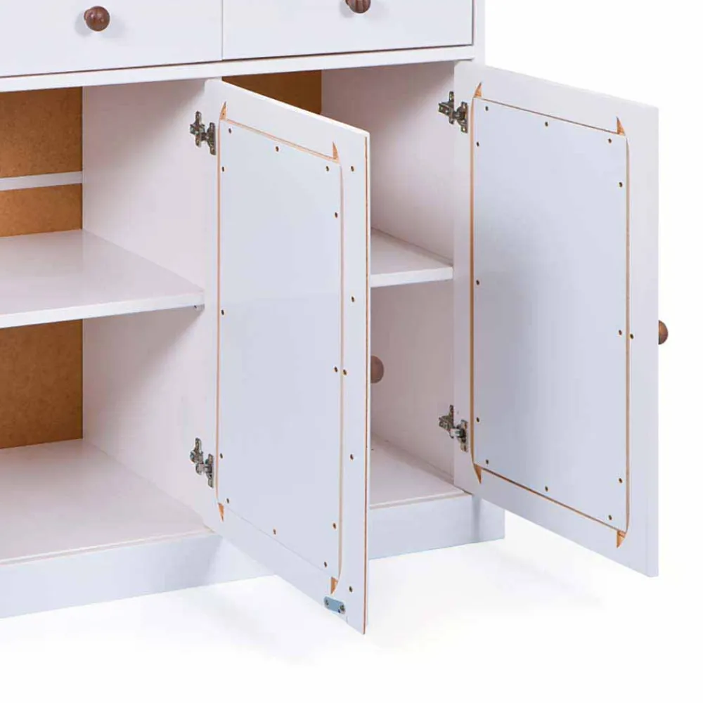 Wohnen Sideboards<130 cm Kiefer Sideboard in Weiß Braun - Vatina