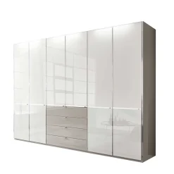 Wohnen Kleiderschränke<296 cm Kleiderschrank mit Glas in Weiß - Pascan