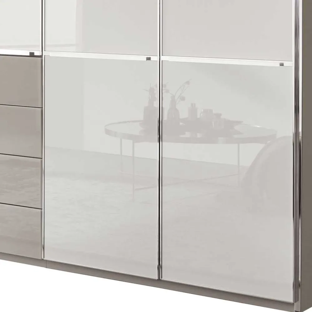 Wohnen Kleiderschränke<296 cm Kleiderschrank mit Glas in Weiß - Pascan