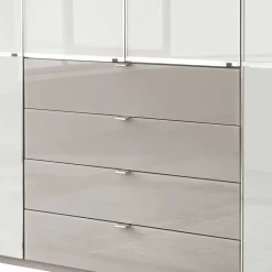 Wohnen Kleiderschränke<296 cm Kleiderschrank mit Glas in Weiß - Pascan