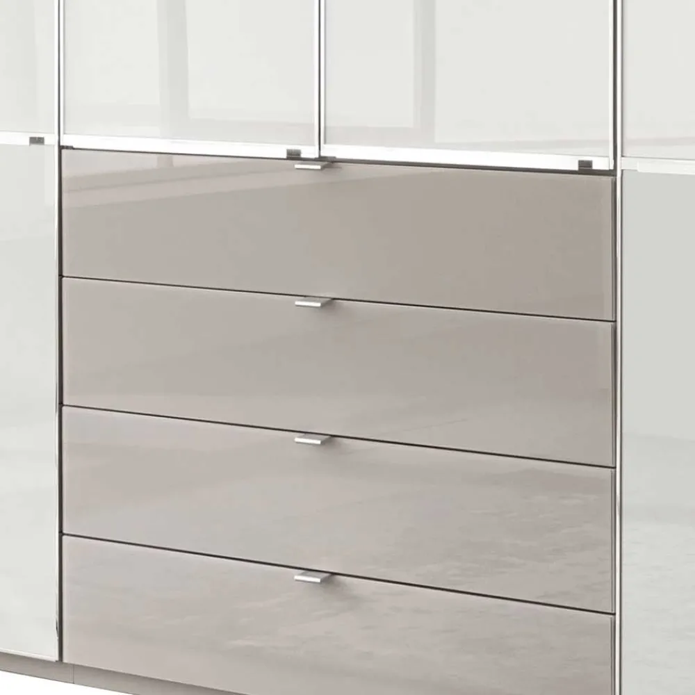 Wohnen Kleiderschränke<296 cm Kleiderschrank mit Glas in Weiß - Pascan