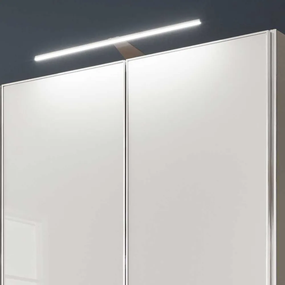 Wohnen Kleiderschränke<296 cm Kleiderschrank mit Glas in Weiß - Pascan