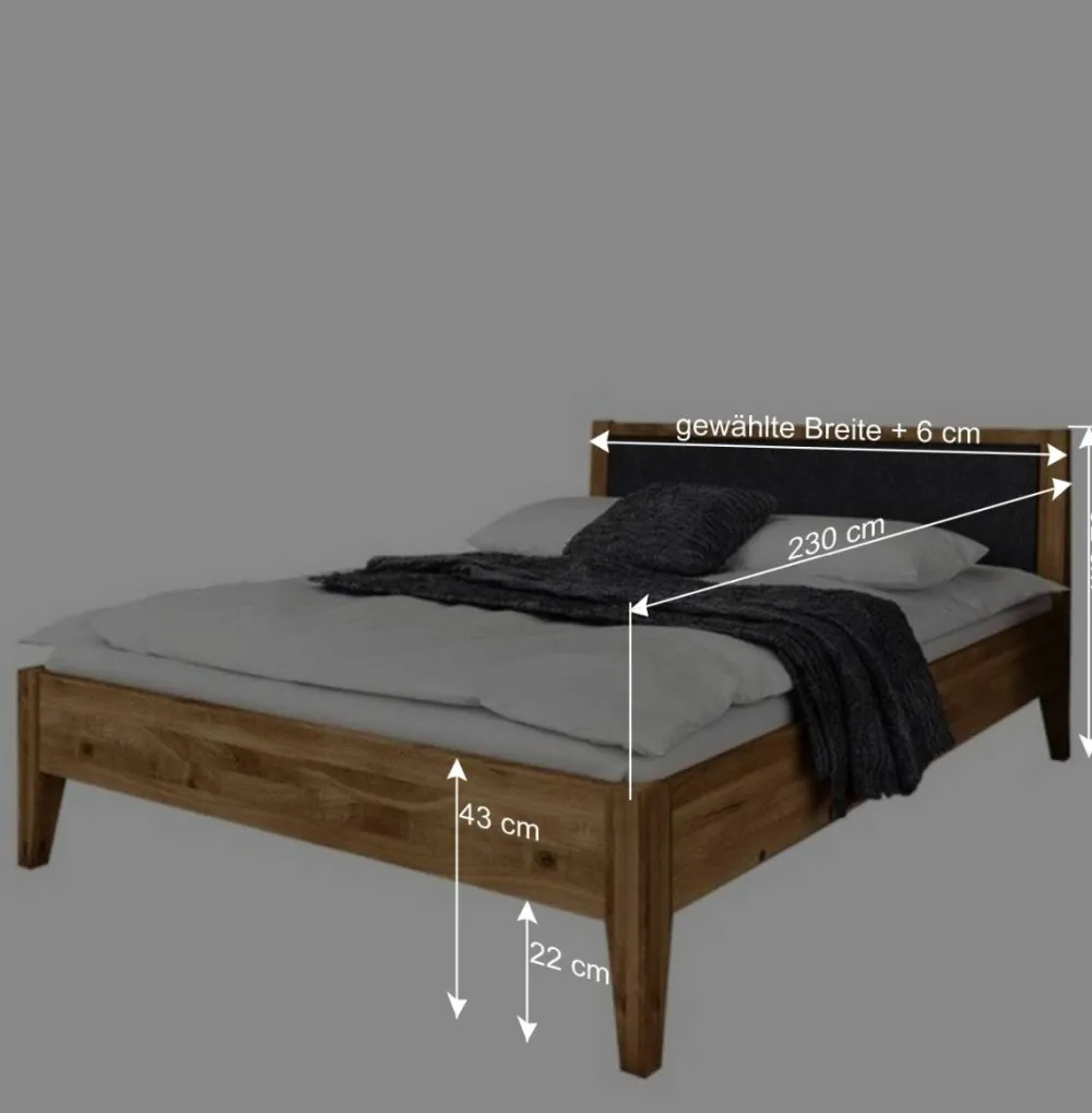 Wohnen Betten<220 cm langes Bett aus Wildeiche Natur - Masdamos