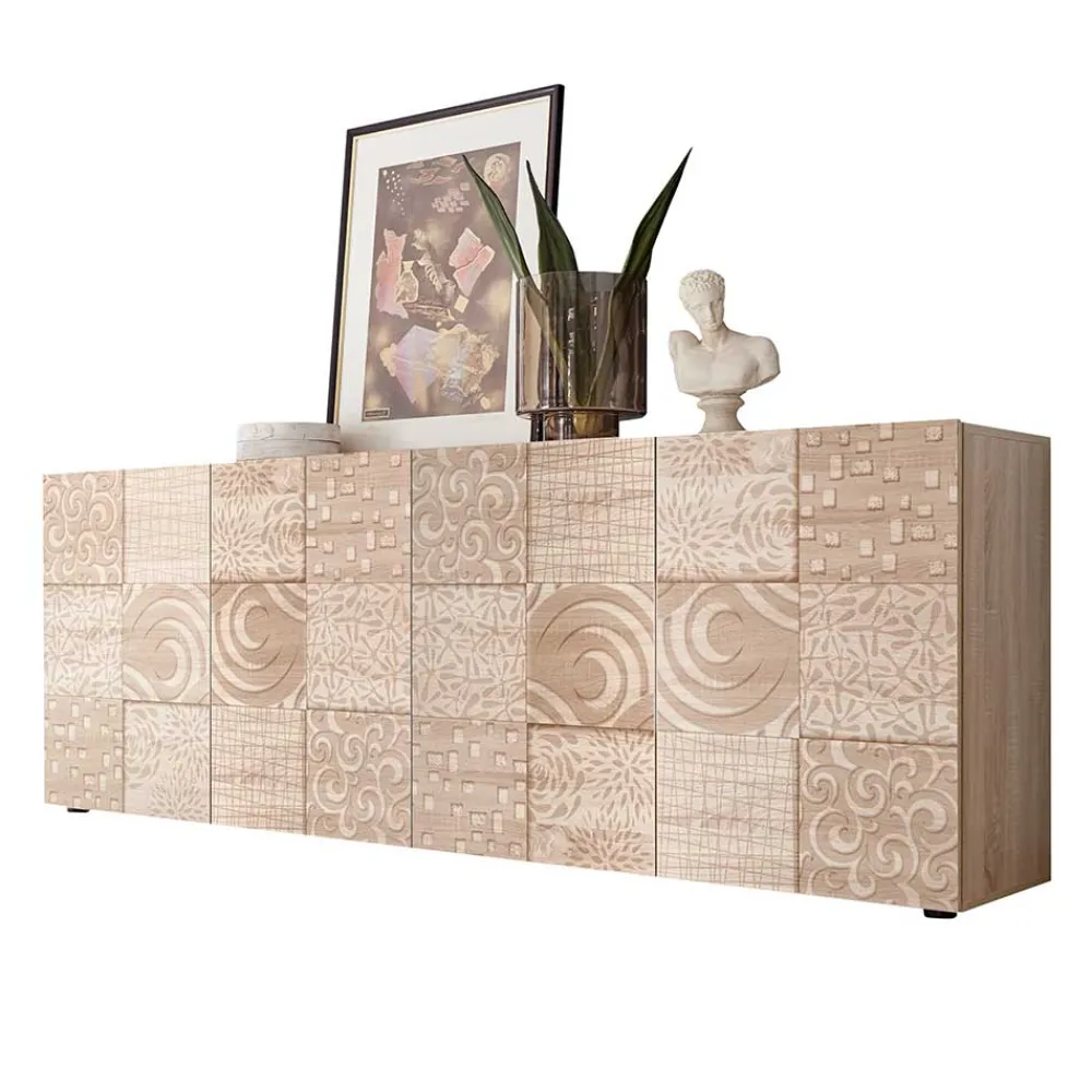 Wohnen Sideboards<241 cm langes Sideboard in Eiche Sonoma Dekor - Bielvas
