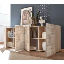 Wohnen Sideboards<241 cm langes Sideboard in Eiche Sonoma Dekor - Bielvas