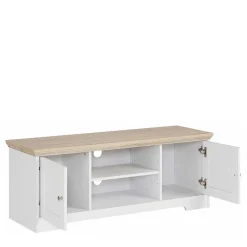 Wohnen Tv & Hifi-Möbel|Lowboards<120 cm langes TV Lowboard in Weiß & Eiche - Akedra