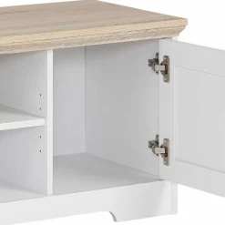 Wohnen Tv & Hifi-Möbel|Lowboards<120 cm langes TV Lowboard in Weiß & Eiche - Akedra