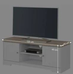 Wohnen Tv & Hifi-Möbel|Lowboards<120 cm langes TV Lowboard in Weiß & Eiche - Akedra